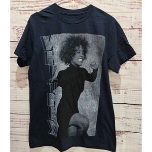 NWOT Iconic Retro Whitney Houston Graphic‎ Tee Blue Short Sleeve Cotton Medium